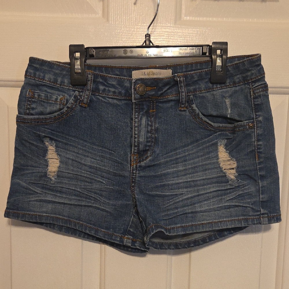 Stylish Blue Distressed Jean Shorts